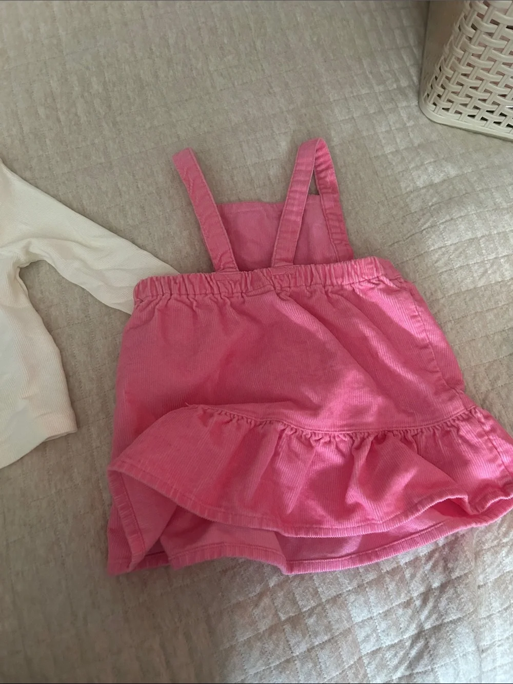 Old Navy Pink Corduroy Horseshoe Dress with Cream Top